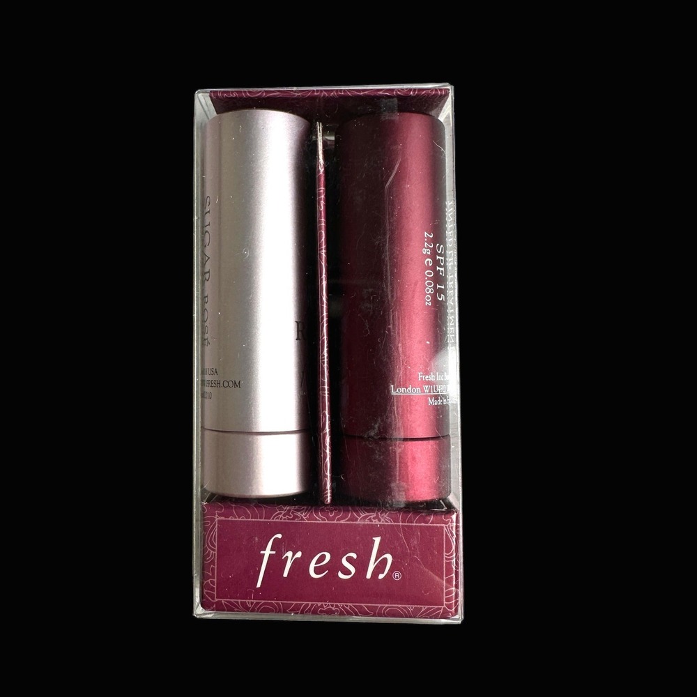 Fresh Sugar Kisses Lip Treatment Duo SPF 15 Sugar Rose & Sugar Plum 2 x 2.2g NEW